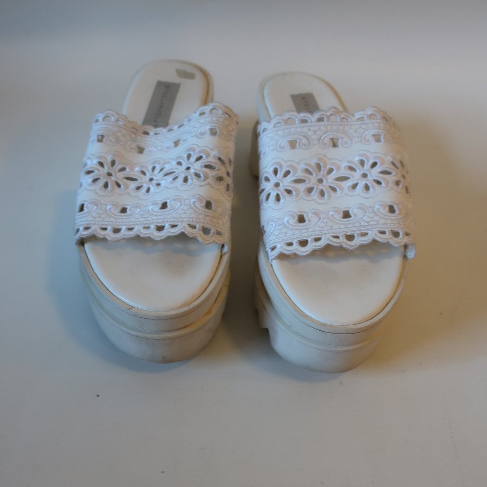 WOMENS STELLA MCCARTNEY WHITE EYELET PLATFORM SANDAL SLIDES 36.5 US/6.5 * - Picture 5 of 10